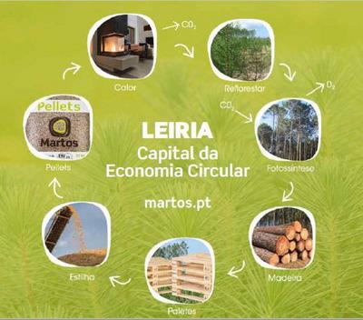 LEIRIA CAPITAL DA ECONOMIA CIRCULAR MARTOS.PT REFLORESTAR FOTOSSÍNTESE MADEIRA PALETES ESTILHA PELLETS CALOR CO2 O2