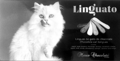 LINGUATO LINGUAS DE GATO CHOCOLATE CHOCOLATE CAT TONGUES NEGRO, LEITE, BRANCO, MORANGO, LARANJA, CARAMELO E LIMÃO BLACK, MILK, WHITE, STRAWBERRY, ORANGE, CARAMEL AND LEMON MARIA CHOCOLATE