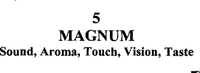 5 MAGNUM SOUND, AROMA, TOUCH, VISION, TASTE