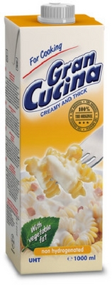 FOR COOKING GRAN CUCINA CREAMY AND THICK 100% THE ORIGINAL WITH VEGETABLE FAT NON HYDROGENATED